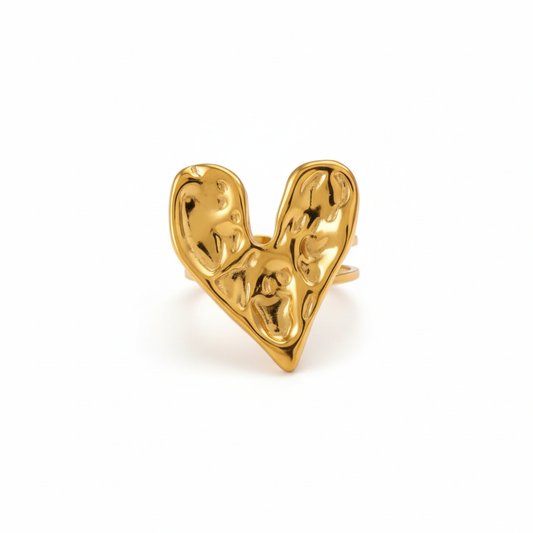 Gold Heart Ring White Background
