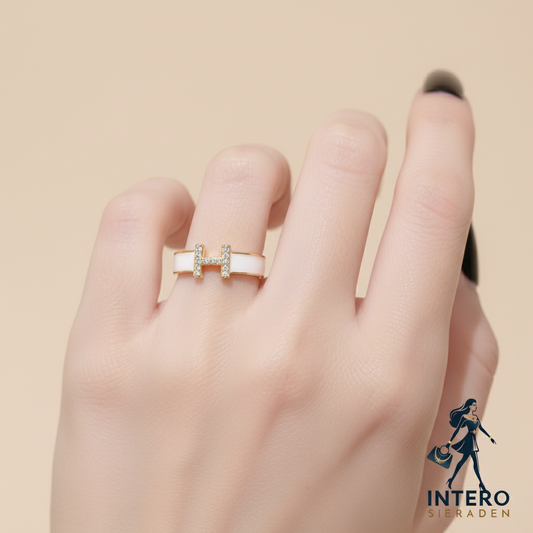 H Letter Ring - Wit