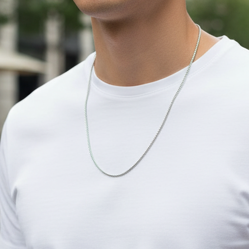 Minimalist Box Chain Heren Sieraden Set - 60cm Ketting + Armband RVS