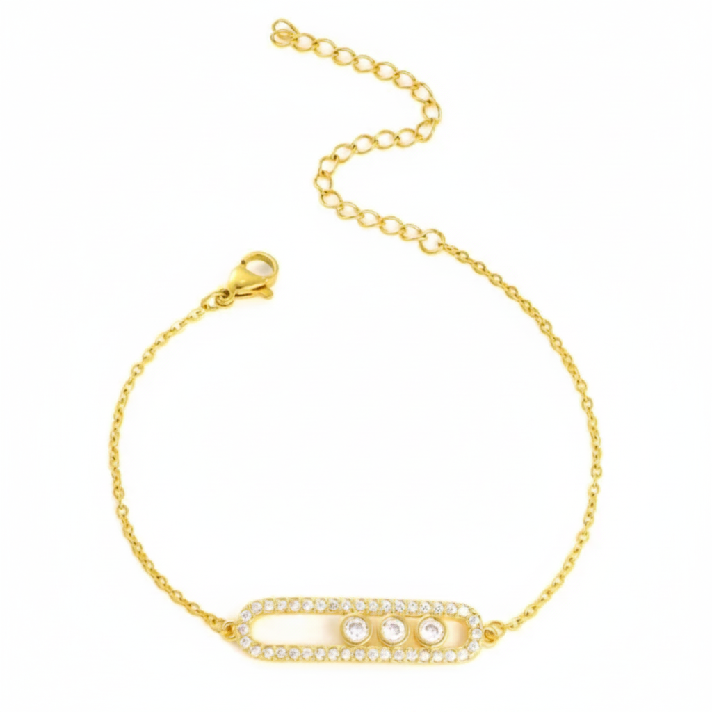 Armband Trio Diamant | Goudkleurig Stainless Steel
