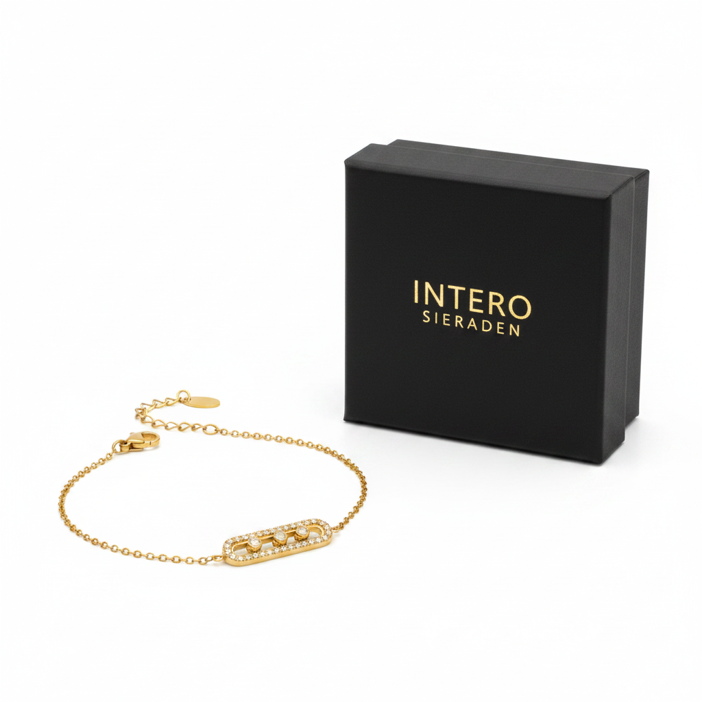 Armband Trio Diamant | Goudkleurig Stainless Steel