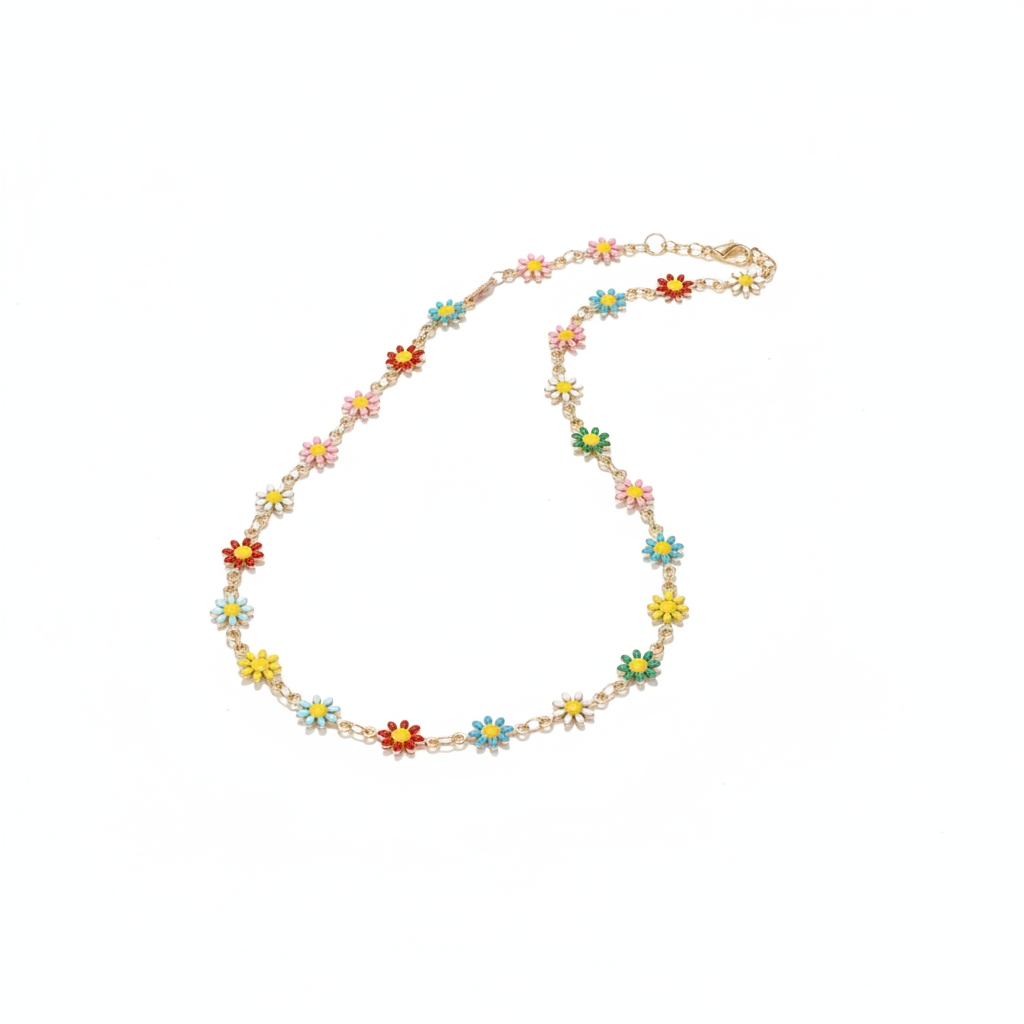 Ketting Daisy Bloemen | Kleurrijk & Waterproof Stainless Steel