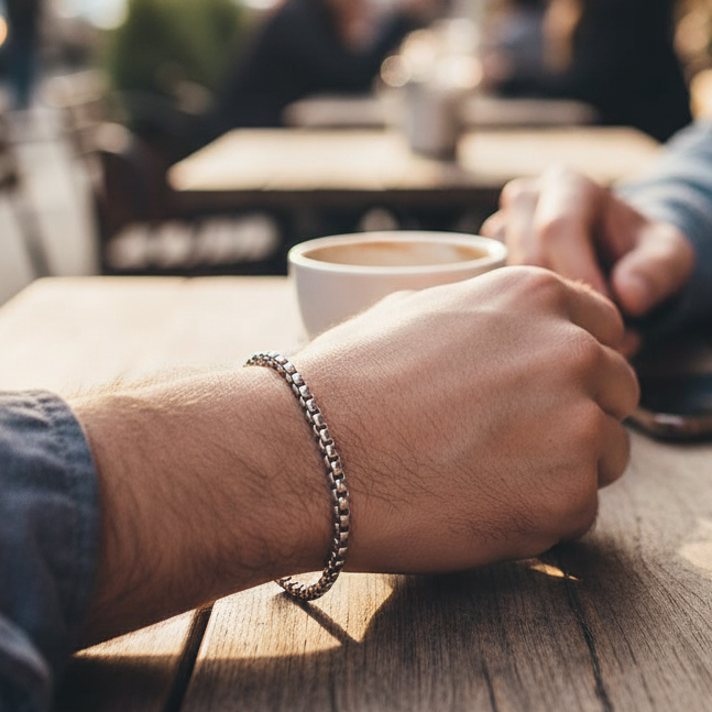 Minimalist Box Chain Heren Sieraden Set - 60cm Ketting + Armband RVS