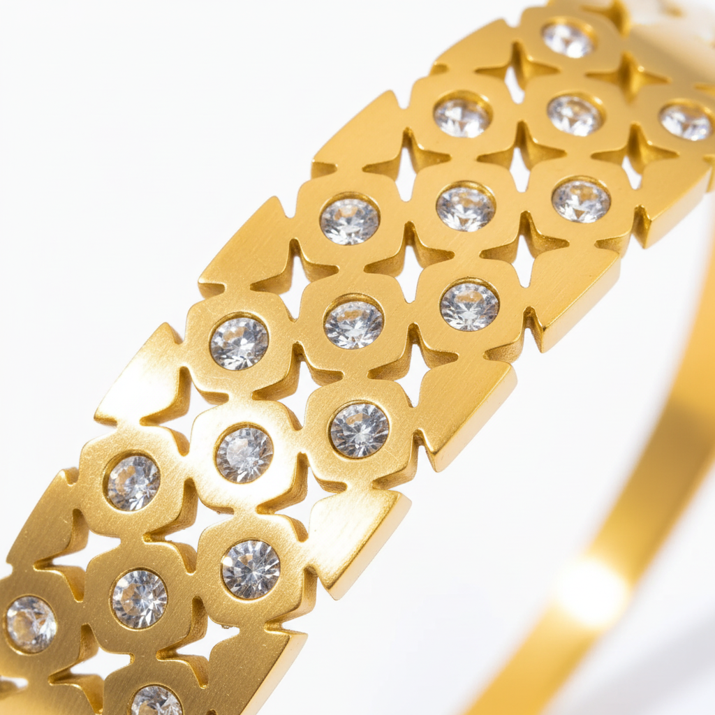 Luxe Goudkleurige Armband met Zirkonia - Waterbestendig RVS - intero Sieraden 