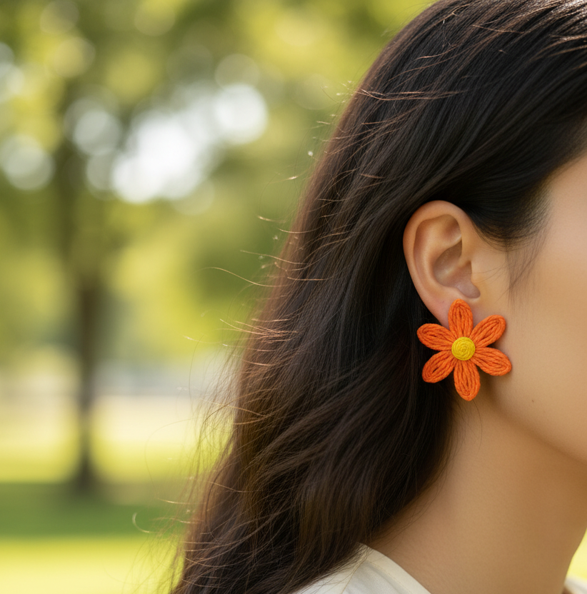 Orange Earrings - Realistic Size
