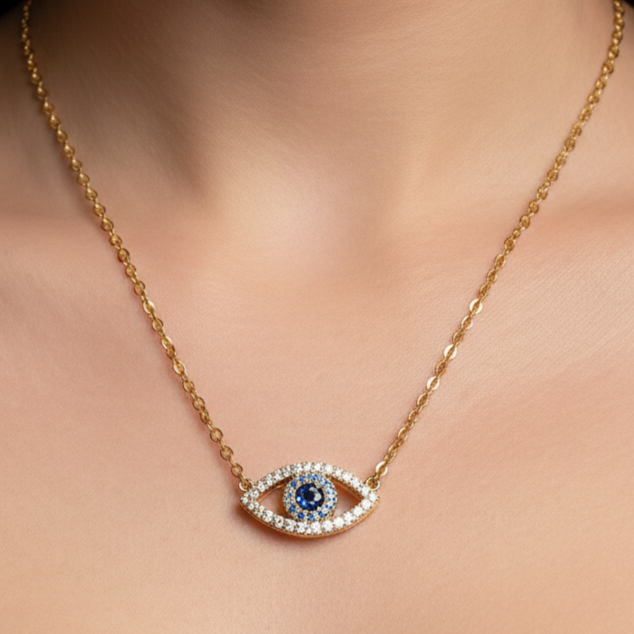 Gouden Evil Eye Ketting Oogvorm - 50cm RVS
