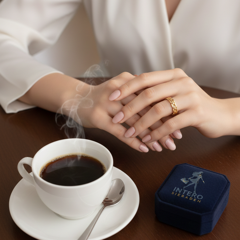 Gouden Gevlochten Ring - RVS