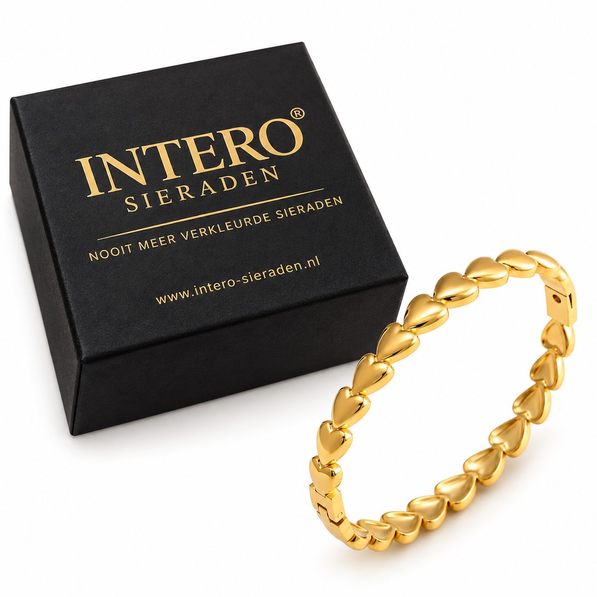 Gouden Hartjes Armband | 18K Verguld | Stainless Steel | Waterproof