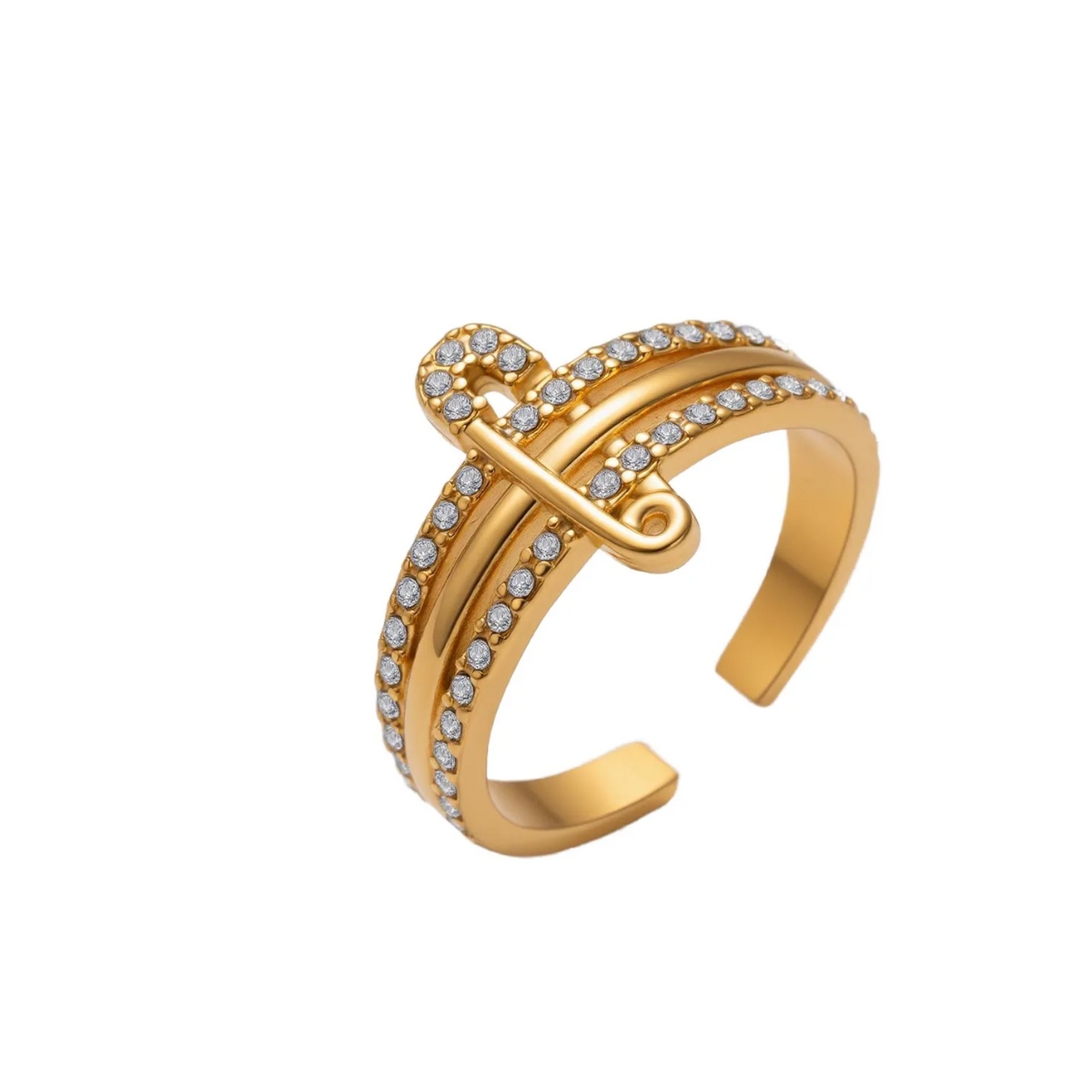 Gouden Veiligheidsspeld Ring – Verstelbaar – Stainless Steel
