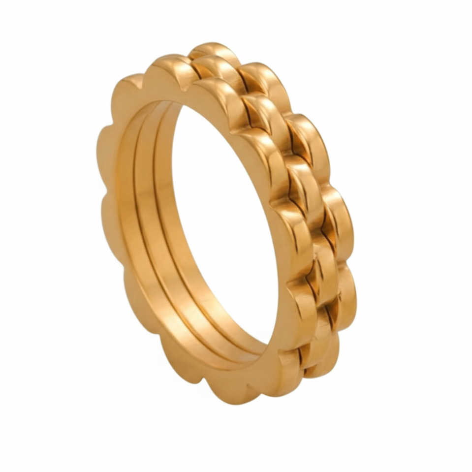 Gouden Gevlochten Ring - RVS