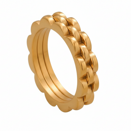 Gouden Gevlochten Ring - RVS