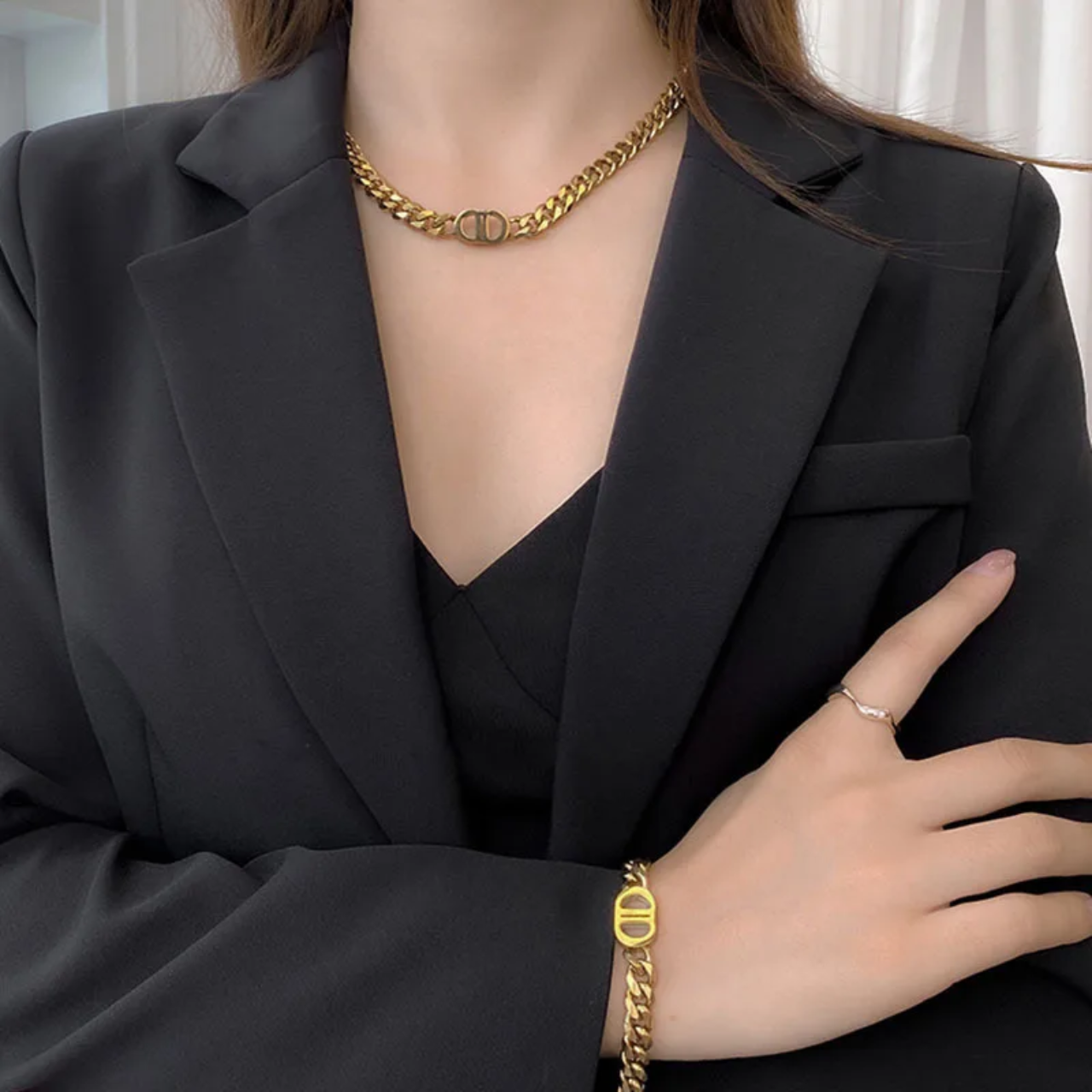 DD Cuban Link | Ketting & Armband Goudkleurig Stainless Steel