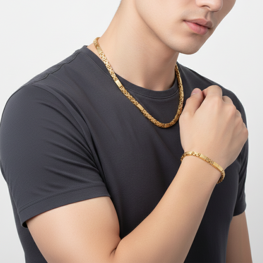 Luxe Herenset - Armband en Ketting - Roestvrij Staal