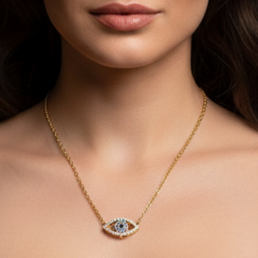 Gouden Evil Eye Ketting Oogvorm - 50cm RVS