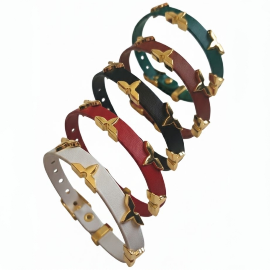 Leren Armband Goudkleurig - Waterbestendig Roestvrij Staal