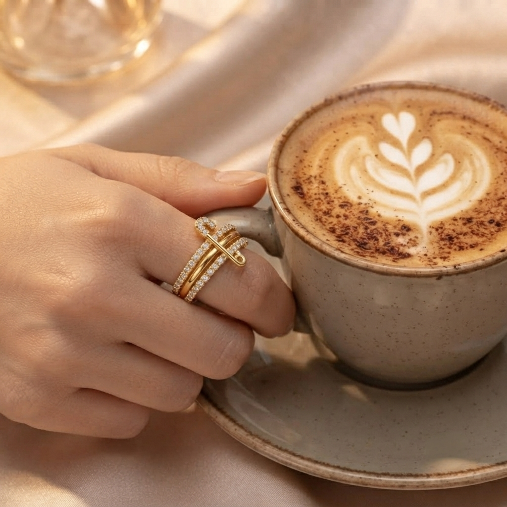 Gouden Veiligheidsspeld Ring – Verstelbaar – Stainless Steel