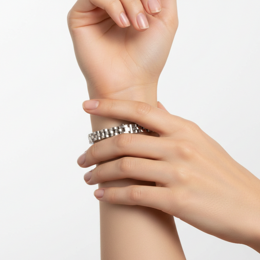 Stainless Steel Link Bracelet - Water Resistant Gold &amp; Silver