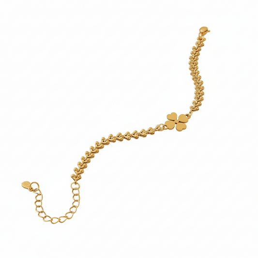 Hartjes Klaver Armband - Verstelbaar Goudkleurig RVS