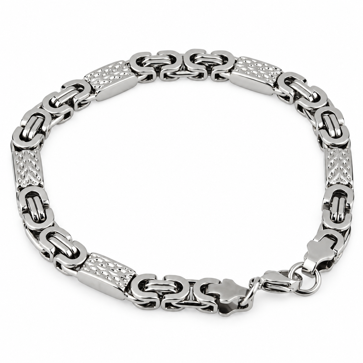 Heren Sieradenset – Greek Key Ketting & Armband – Stainless Steel Zilver