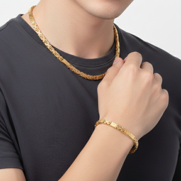 Luxe Herenset - Armband en Ketting - Roestvrij Staal