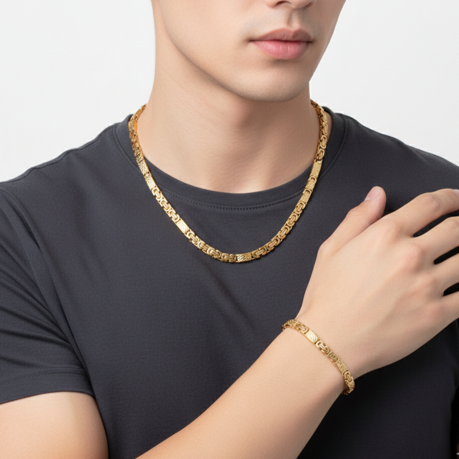 Luxe Herenset - Armband en Ketting - Roestvrij Staal