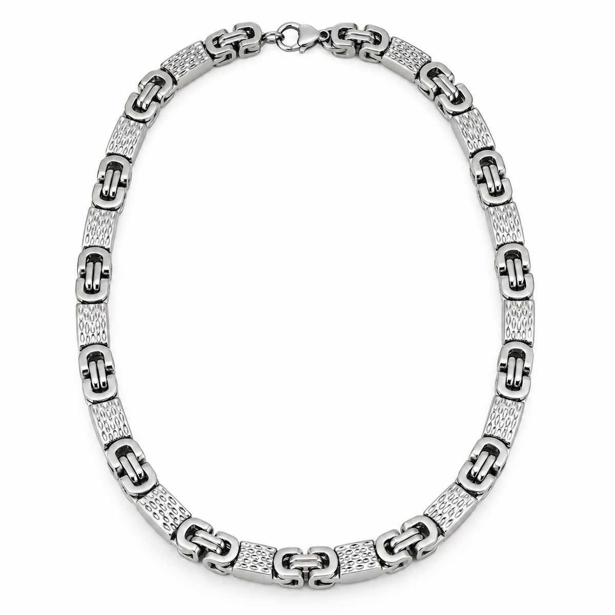 Heren Sieradenset – Greek Key Ketting & Armband – Stainless Steel Zilver