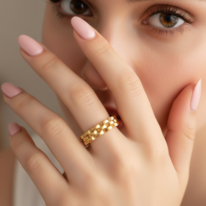 Gouden Gevlochten Ring - RVS