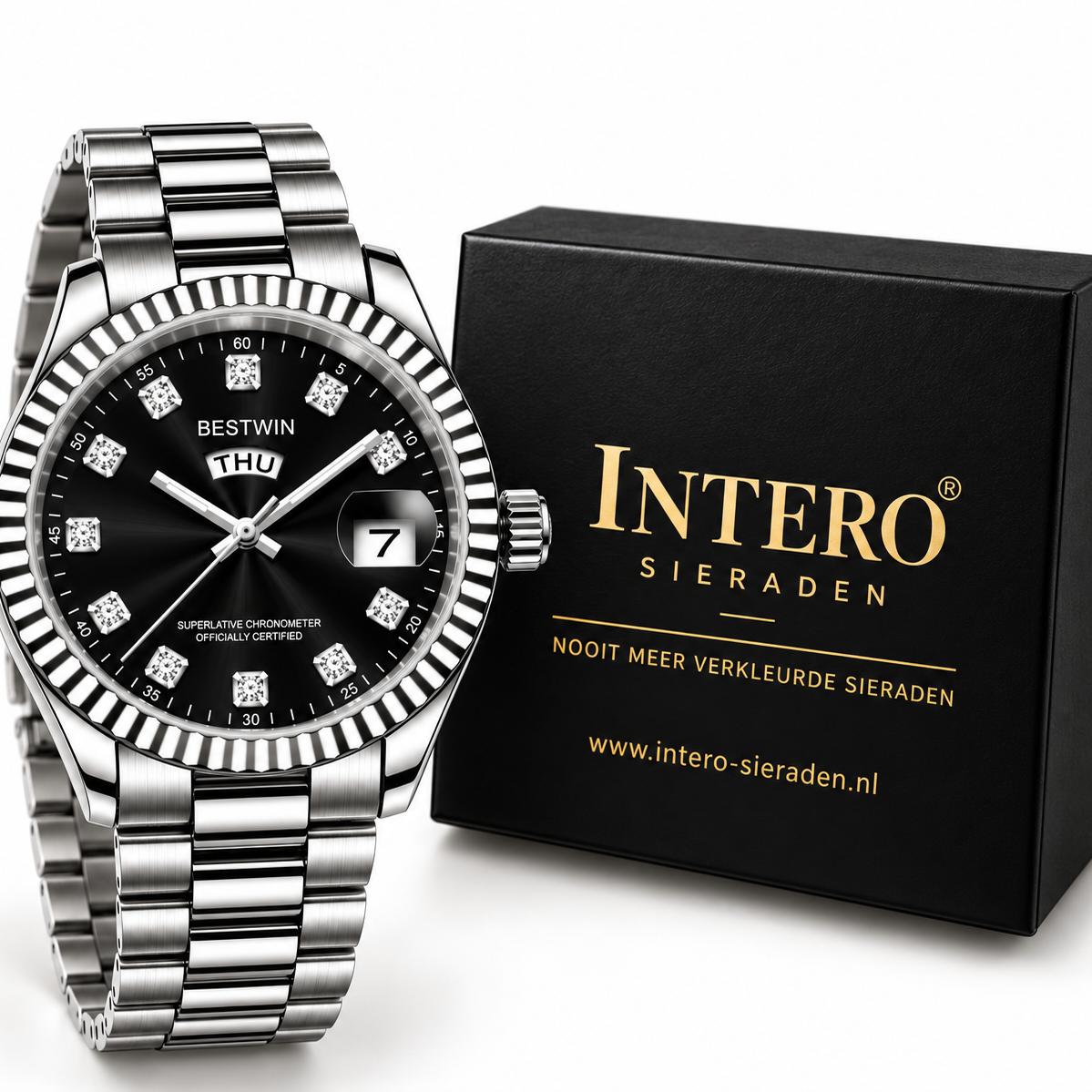 Intero Herenhorloge – Stainless Steel Day & Date