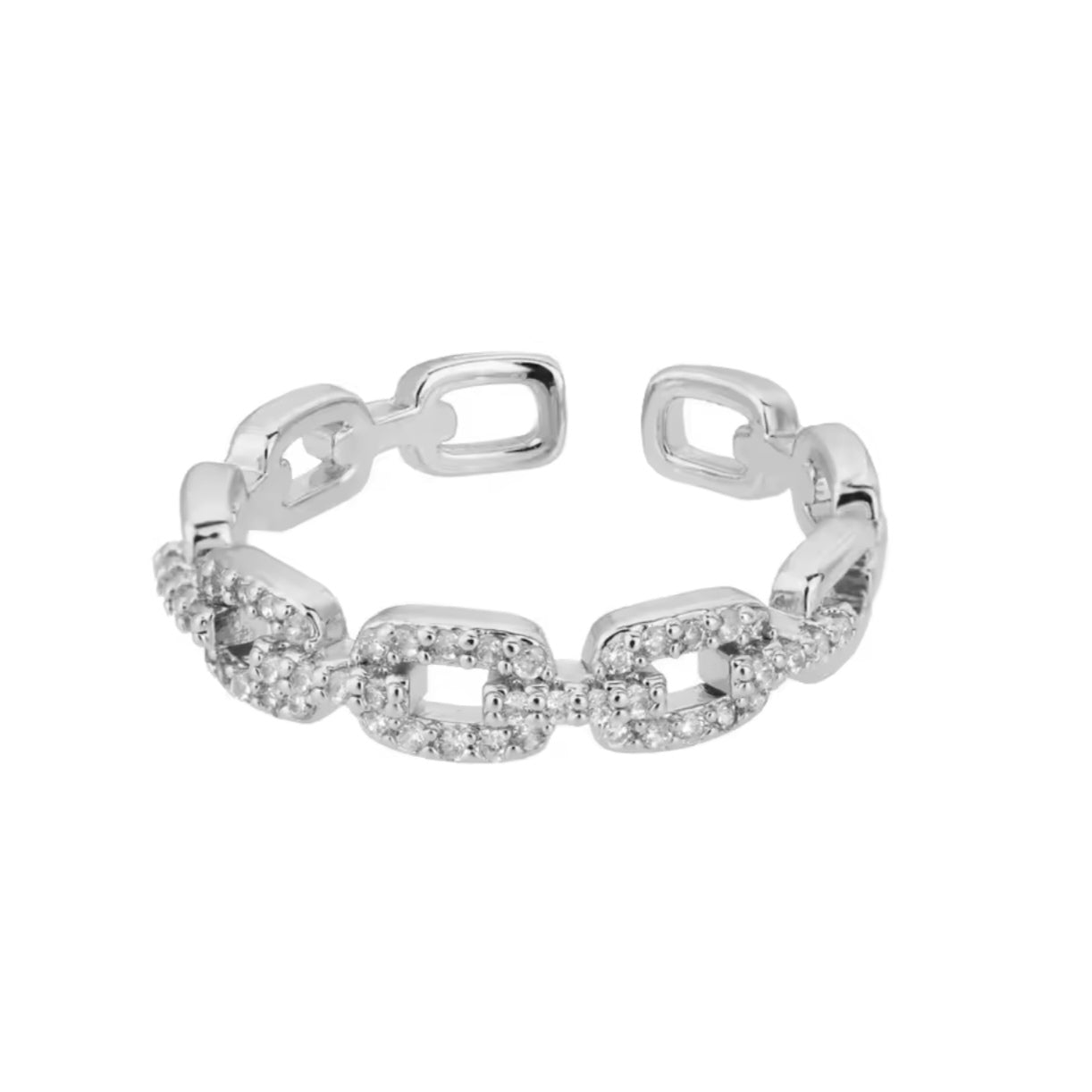 Schakelring met Kristallen - Goudkleurig & Zilverkleurig