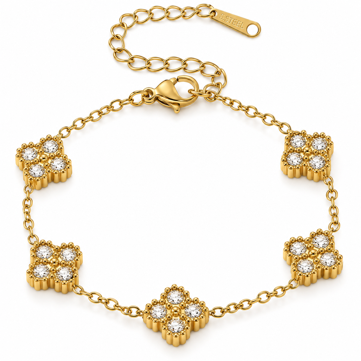 Klaver Luxe Armband – 18K Verguld Stainless Steel