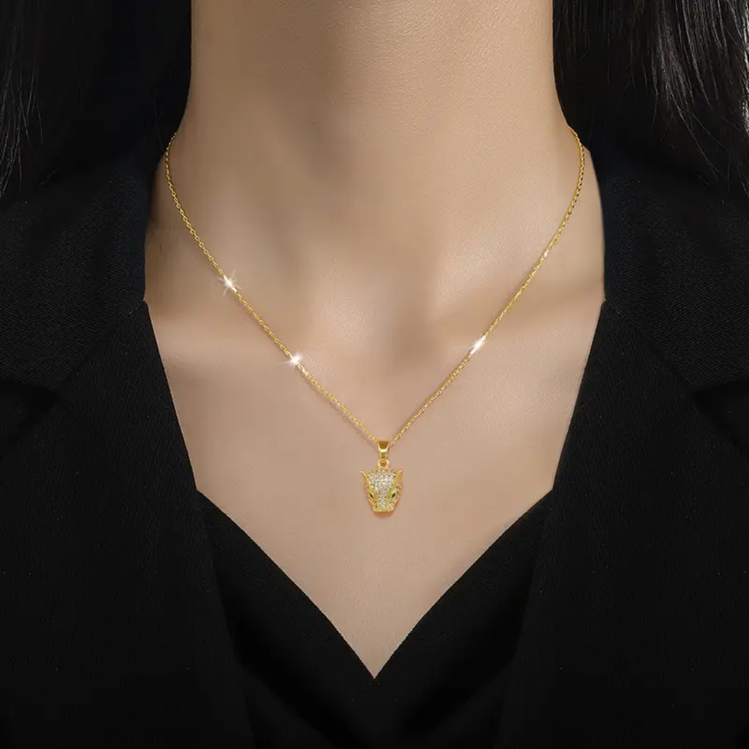 Gouden Panter ketting en oorbellen set - Intero Sieraden