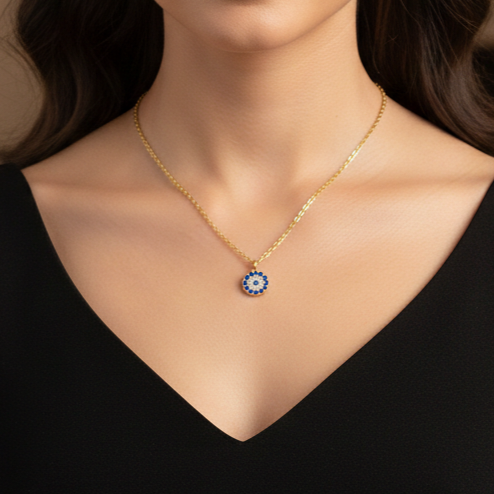 Gouden Evil Eye Ketting - 50cm RVS