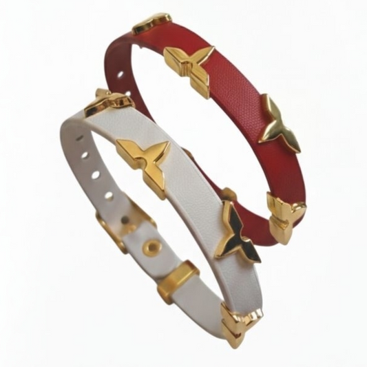 Leren Armband Goudkleurig - Waterbestendig Roestvrij Staal