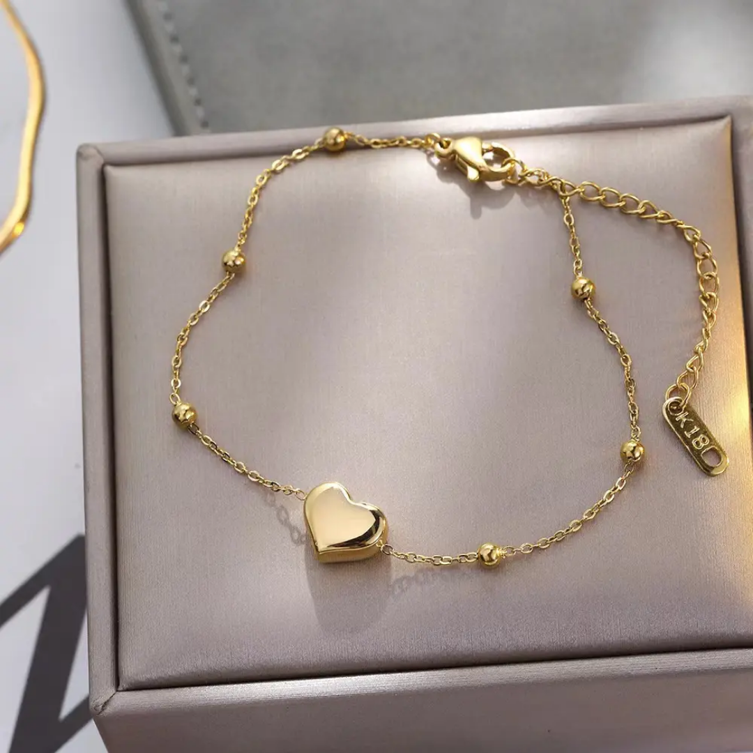 18k Goudkleurige hartje Armband - Intero Sieraden