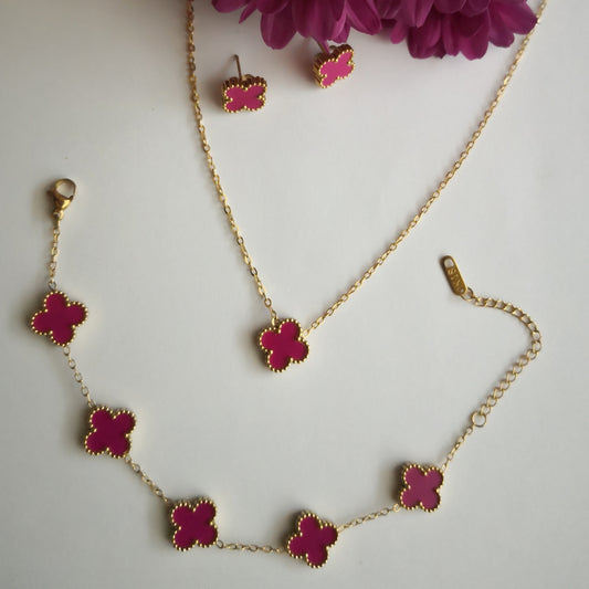 Felle kleuren Klaver Sieraden Set | 3 stuks - Intero Sieraden