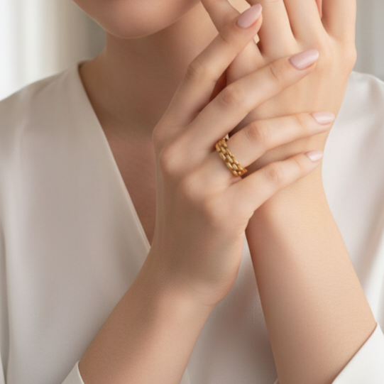 Gouden Gevlochten Ring - RVS