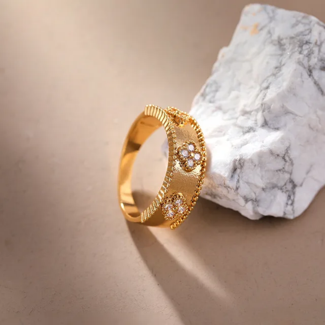Gouden Bloesem Armband en Ring set - Intero Sieraden