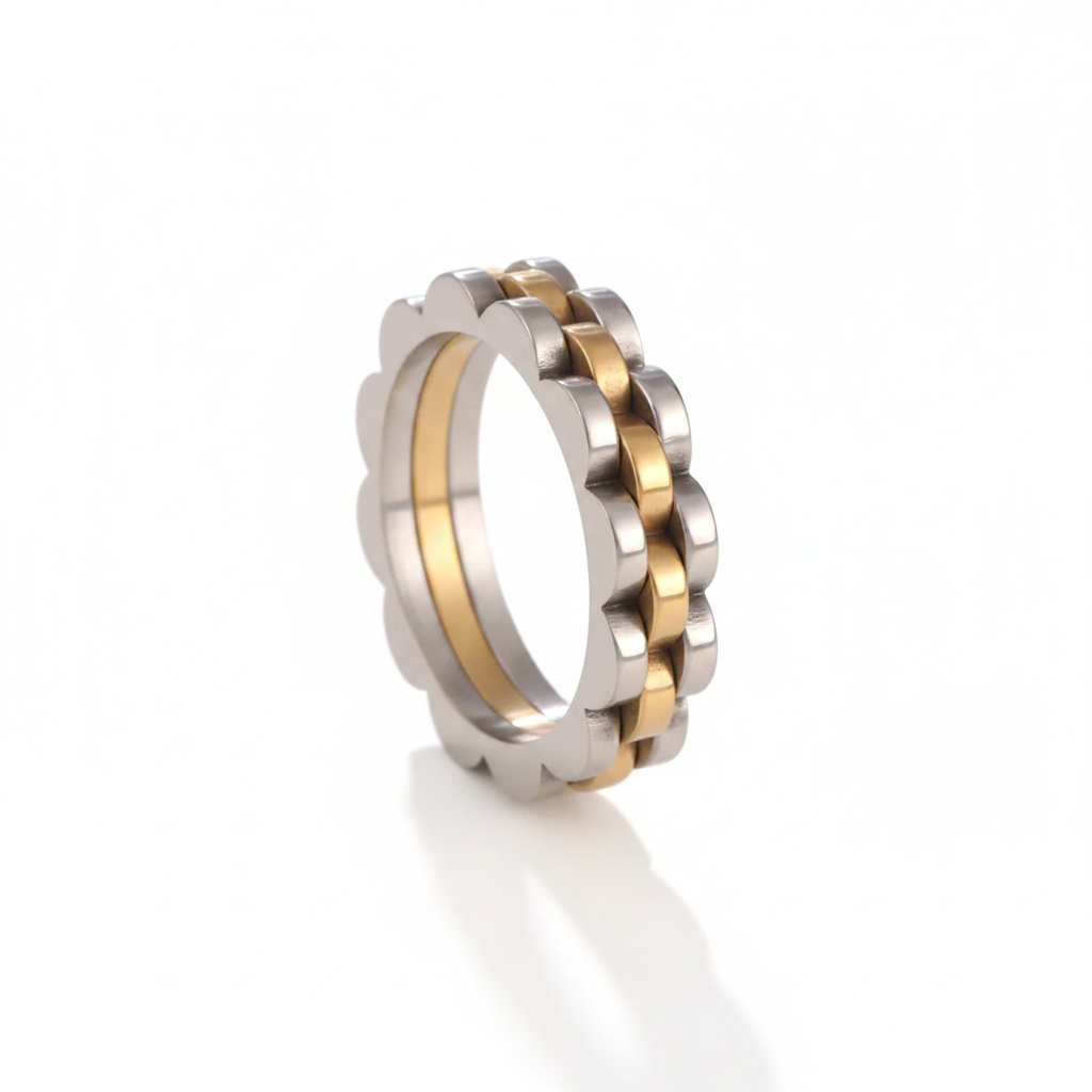 Schakelring Goud met Zilver