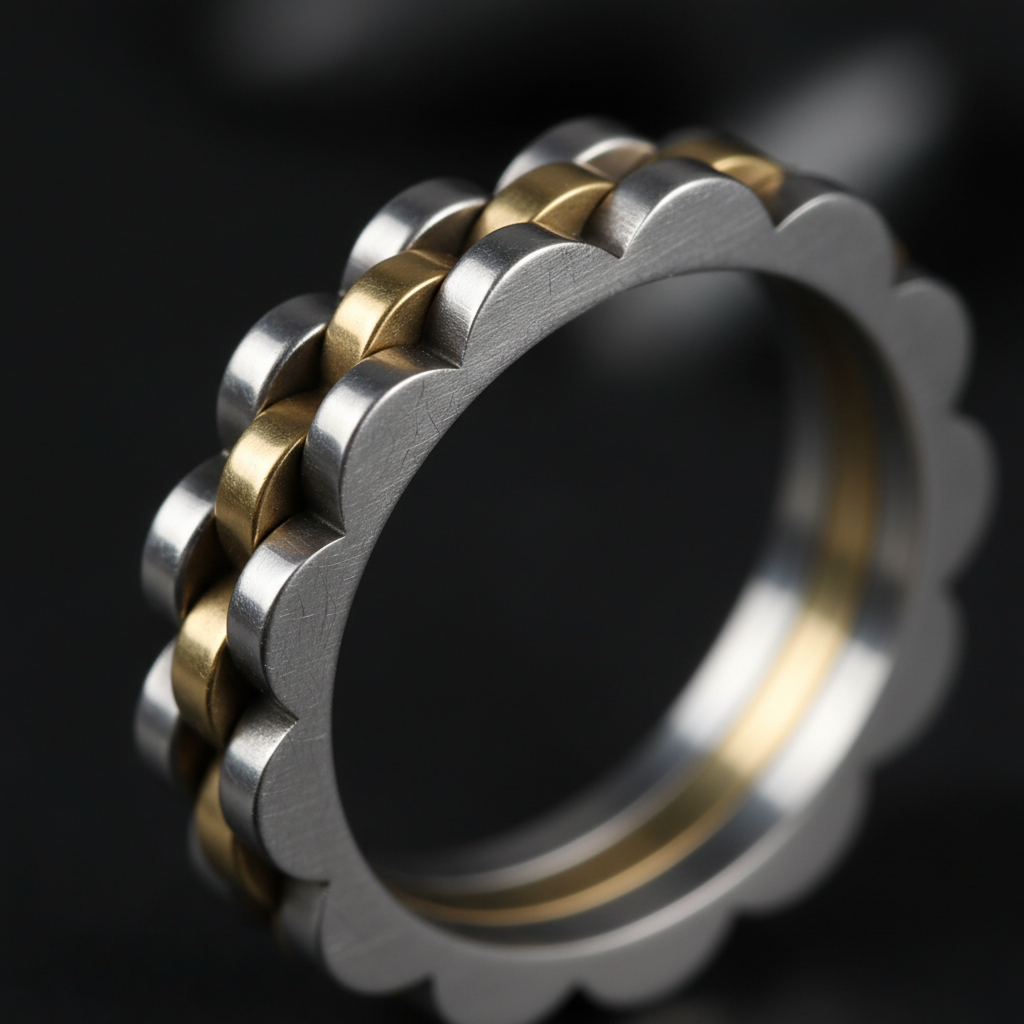 Schakelring Goud Zilver Macro