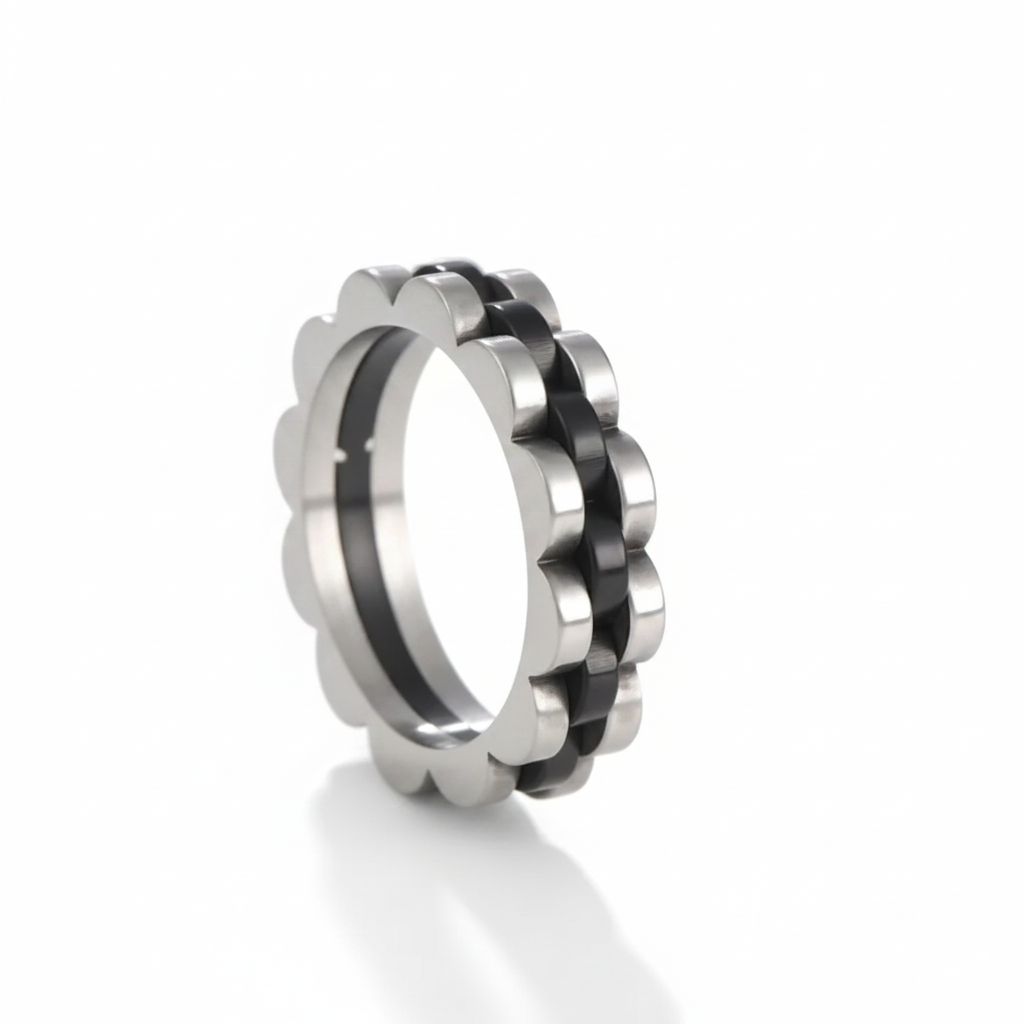 Schakelring Zilver met Zwart