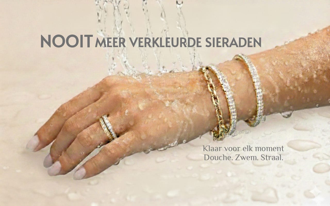 Waterbestendige gouden en zilveren armbanden en ringen van Intero Sieraden.